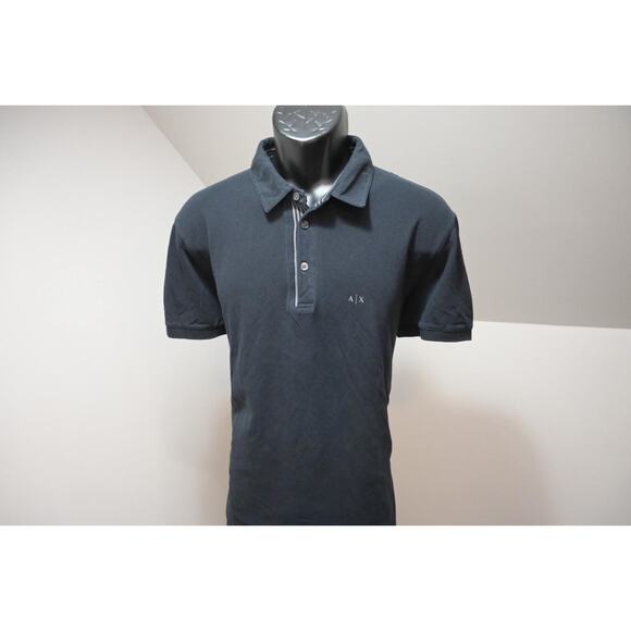 Armani Exchange AX Designer Polo Shirt Slim Fit Black Short Sleeve Mens 2XL XXL - Picture 2 of 14